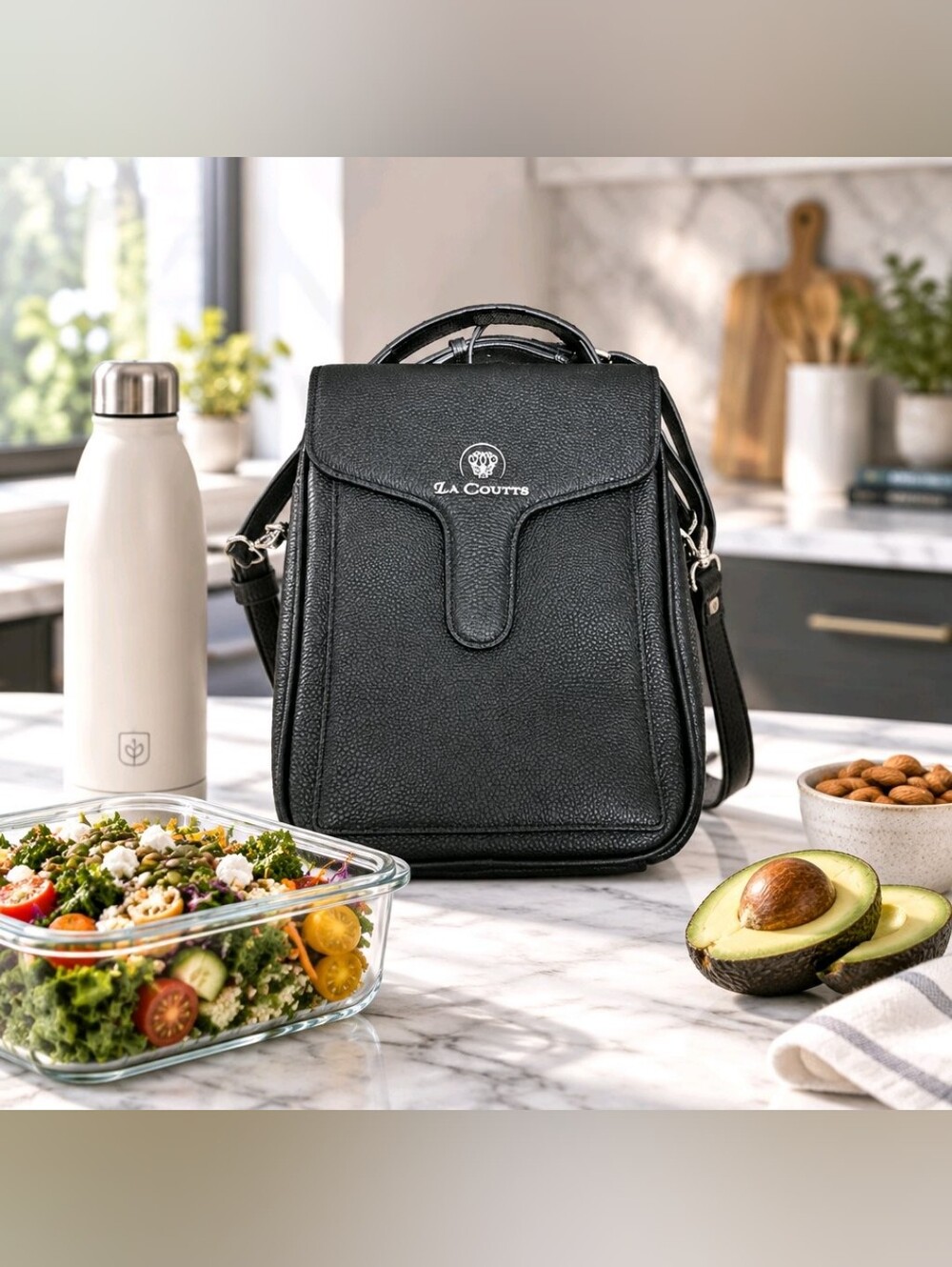 Designer Leather "La Coutts" "Duncan" Insulated Lunch Bag - Unisex